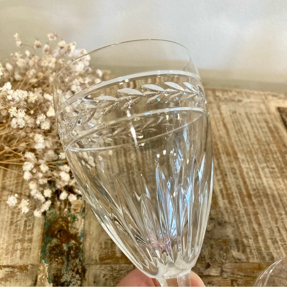 Set of 4 Waterford Laurel Water Goblets 8.5” Tall Crystal Made in Germany